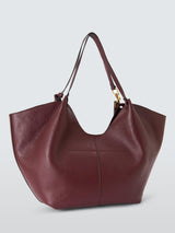 John Lewis Oversized Womens Magnetic Closure Leather Tote Bag - Burgundy