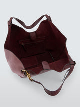 John Lewis Oversized Womens Magnetic Closure Leather Tote Bag - Burgundy