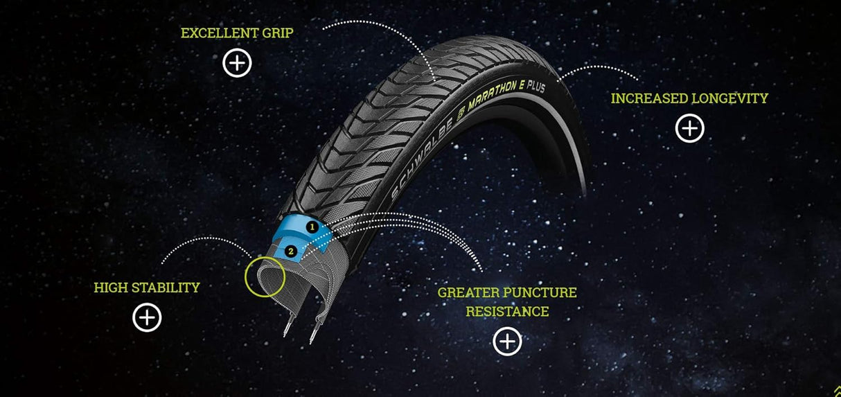 Schwalbe Marathon DualGuard E-Plus Reflex Bike Tyre 28 x 2.15" - Black