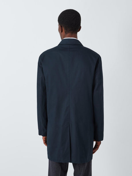 John Lewis Mens Regular Fit Cotton Blend Button City Mac Navy - Size Large