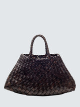Dragon Diffusion Santa Croce Womens Small Woven Leather Tote Bag Dark Brown