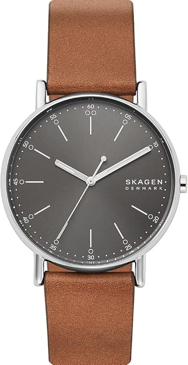 Skagen SKW6578 Men's Signatur Stainless Steel Leather Strap Watch - Grey/Tan