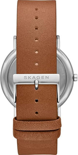 Skagen SKW6578 Men's Signatur Stainless Steel Leather Strap Watch - Grey/Tan