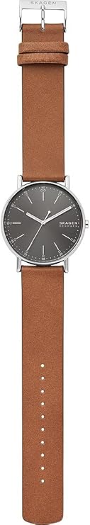 Skagen SKW6578 Men's Signatur Stainless Steel Leather Strap Watch - Grey/Tan