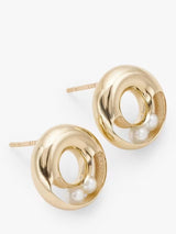 John Lewis Bright Young Gems Smile 9ct Gold Pearl Circle Stud Earrings
