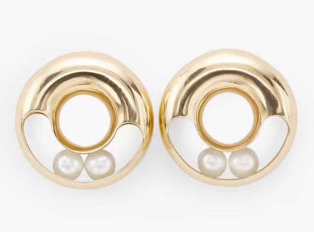 John Lewis Bright Young Gems Smile 9ct Gold Pearl Circle Stud Earrings
