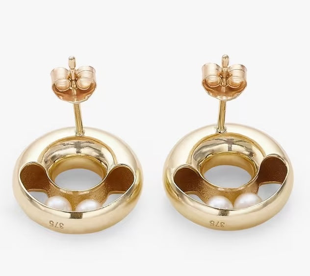 John Lewis Bright Young Gems Smile 9ct Gold Pearl Circle Stud Earrings