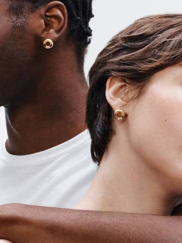 John Lewis Bright Young Gems Smile 9ct Gold Pearl Circle Stud Earrings