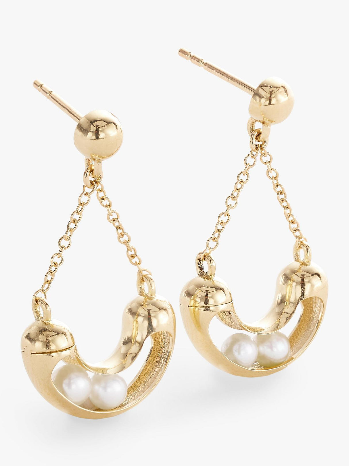 John Lewis Bright Young Gems Limited Edition Smile 9ct Pearl Earrings - Gold