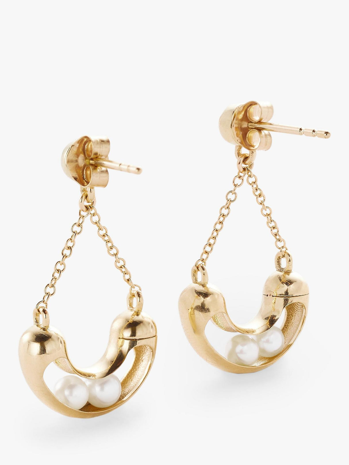 John Lewis Bright Young Gems Limited Edition Smile 9ct Pearl Earrings - Gold