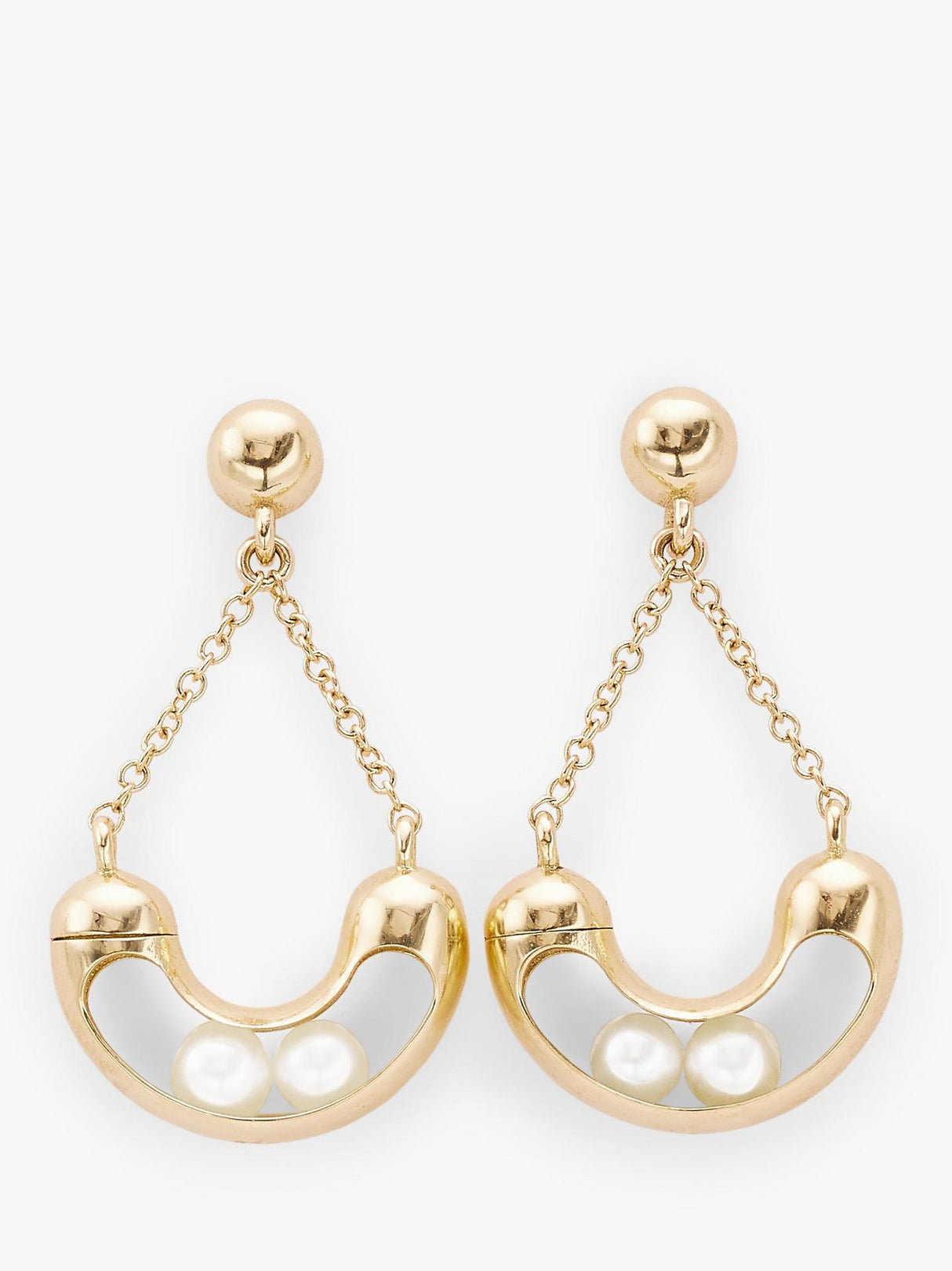 John Lewis Bright Young Gems Limited Edition Smile 9ct Pearl Earrings - Gold