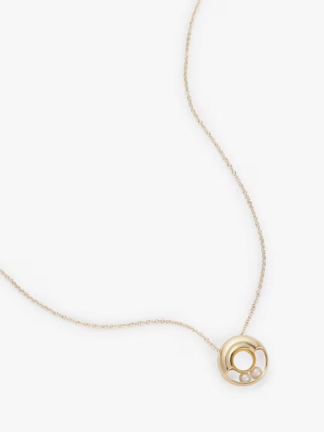 John Lewis Bright Young Gems Smile 9ct Gold Pearl Circle Pendant Necklace