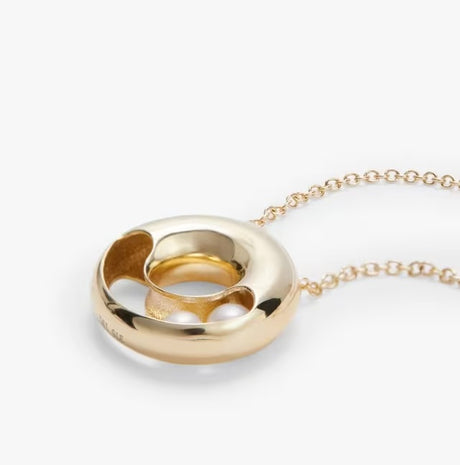 John Lewis Bright Young Gems Smile 9ct Gold Pearl Circle Pendant Necklace