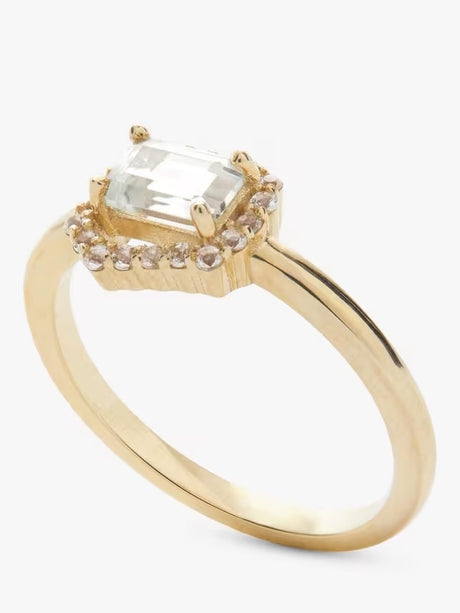 John Lewis Bright Young Gems 9ct Gold Green Amethyst & White Topaz Ring - P