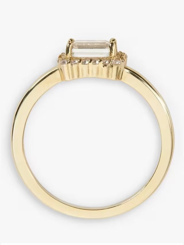 John Lewis Bright Young Gems 9ct Gold Green Amethyst & White Topaz Ring - P