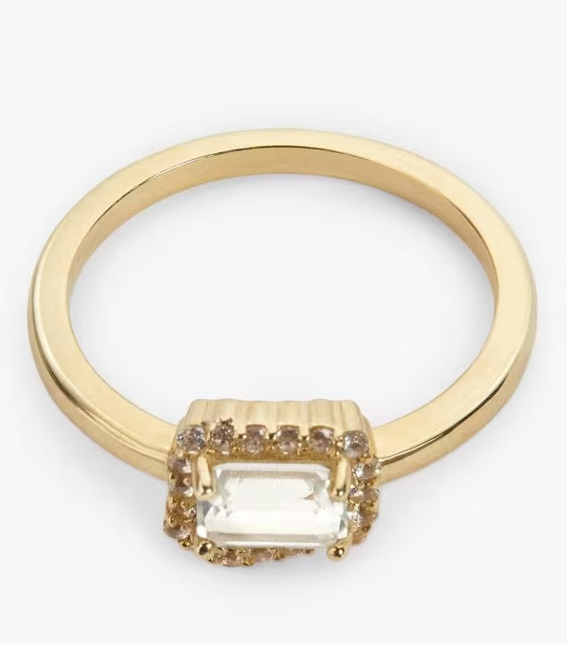 John Lewis Bright Young Gems 9ct Gold Green Amethyst & White Topaz Ring - P