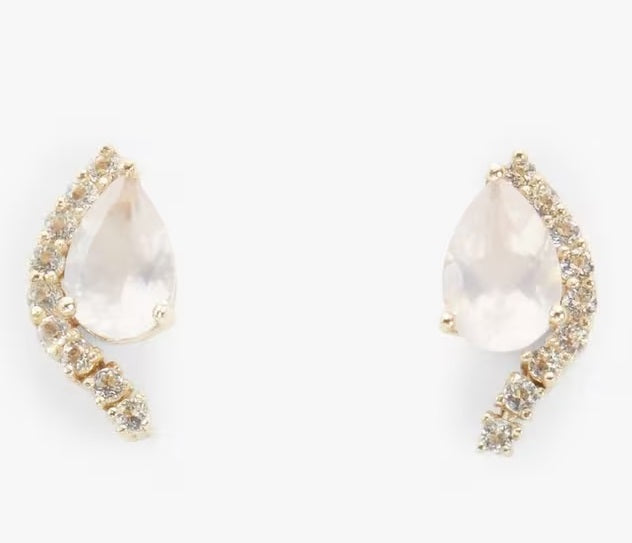 John Lewis Bright Young Gems 9ct Gold Rose Quartz & Topaz Stud Earrings