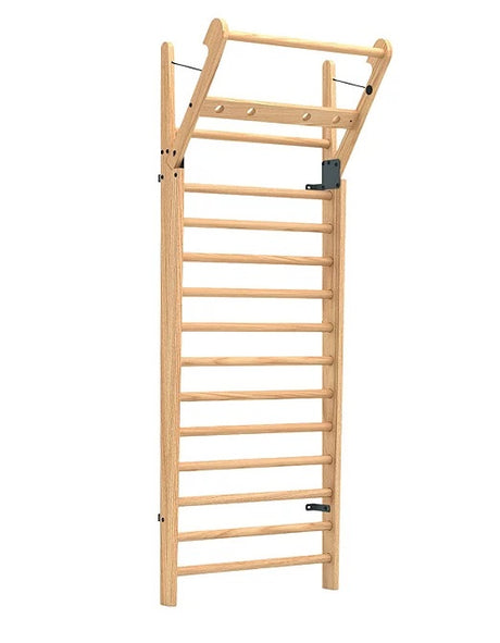 NOHrD Wood 14 Bar Wall Bars with Retractable Arm L13 x W79 x H230cm - Oak - Kazoop 