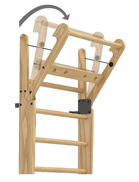 NOHrD Wood 14 Bar Wall Bars with Retractable Arm L13 x W79 x H230cm - Oak - Kazoop 