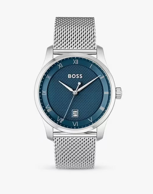 HUGO BOSS 1514115 Men's Principle Mesh Strap Watch - Stainless Steel/Blue