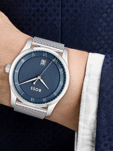 HUGO BOSS 1514115 Men's Principle Mesh Strap Watch - Stainless Steel/Blue