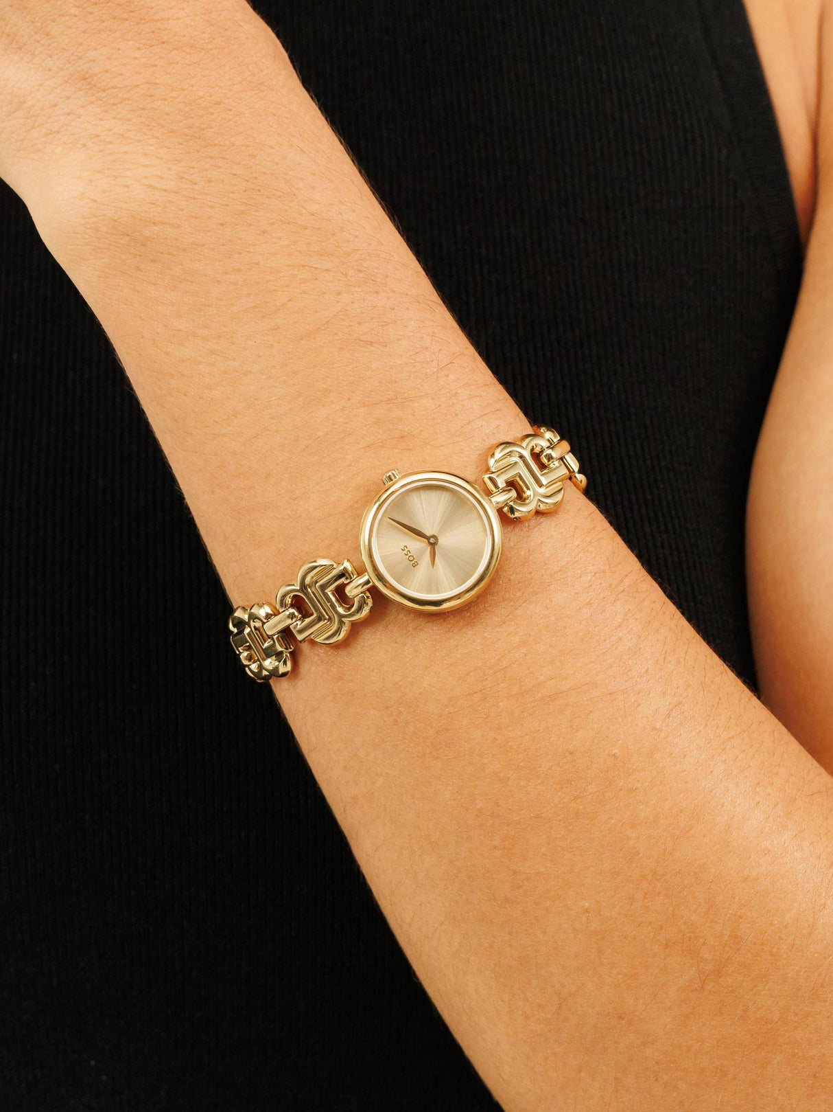 HUGO BOSS 1502794 Women's Double B Bracelet Stainless 23mm Strap Watch Gold