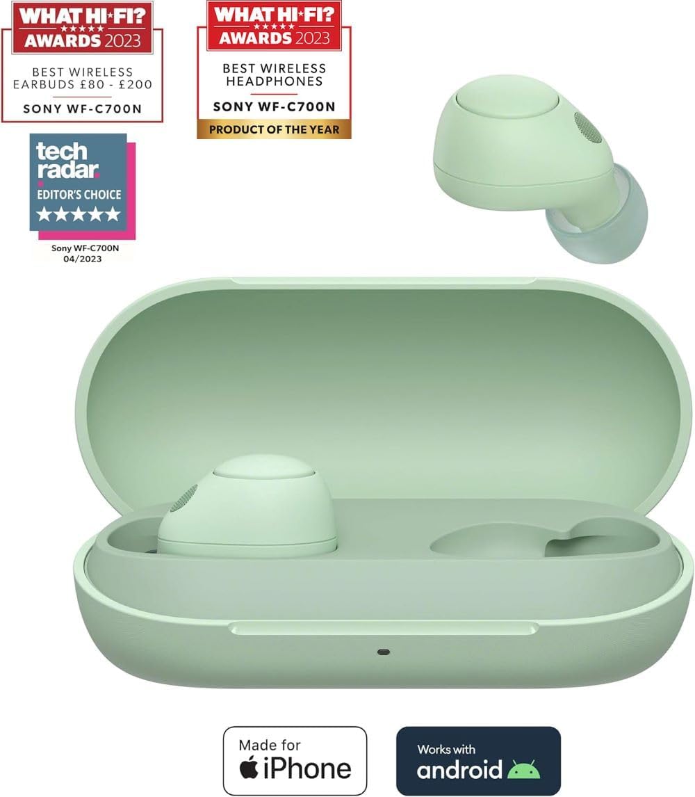 Sony WF-C700N Noise Cancelling True Wireless Bluetooth Earbuds - Sage Green