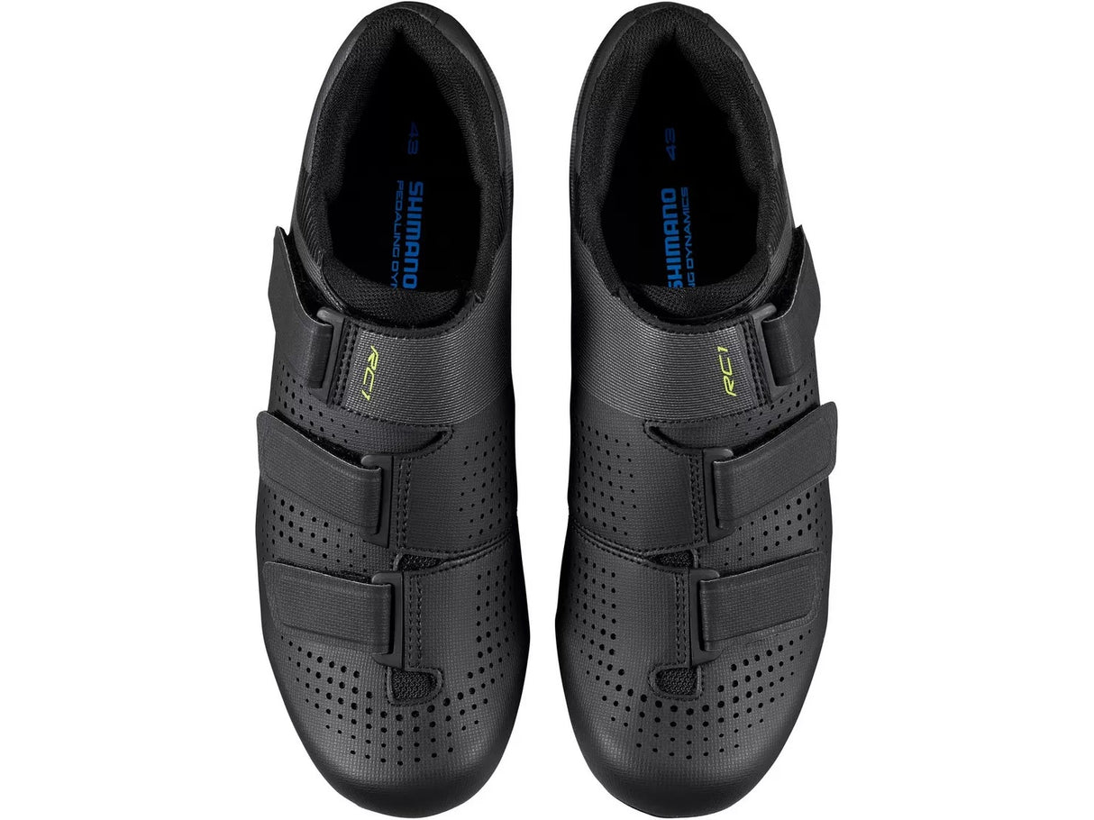 Shimano RC1 Men's SPD-SL Road Cycling Velcro Training Shoes - Black - EU 48