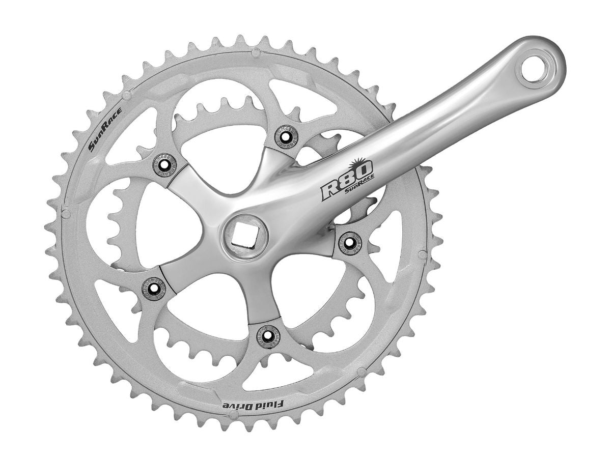 SunRace Vintage Retro Bike Crankset Double 34/50T 170mm Alloy Arms - Silver