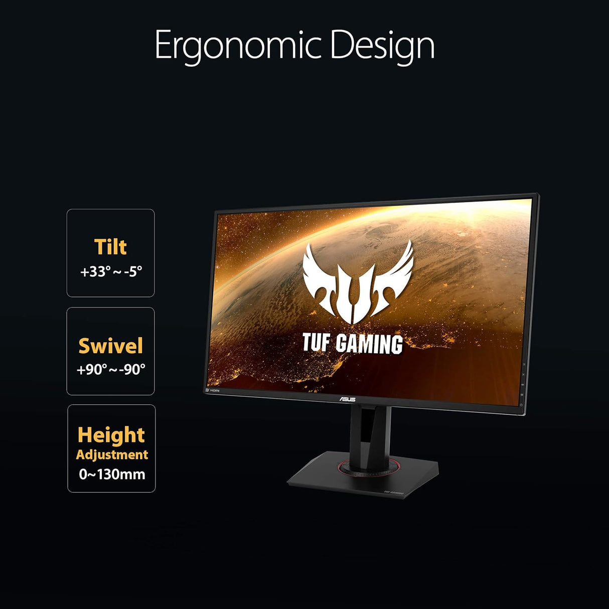 ASUS TUF Gaming VG27AQZ Wide Quad HD 2560x1440 IPS 27'' Monitor - Black