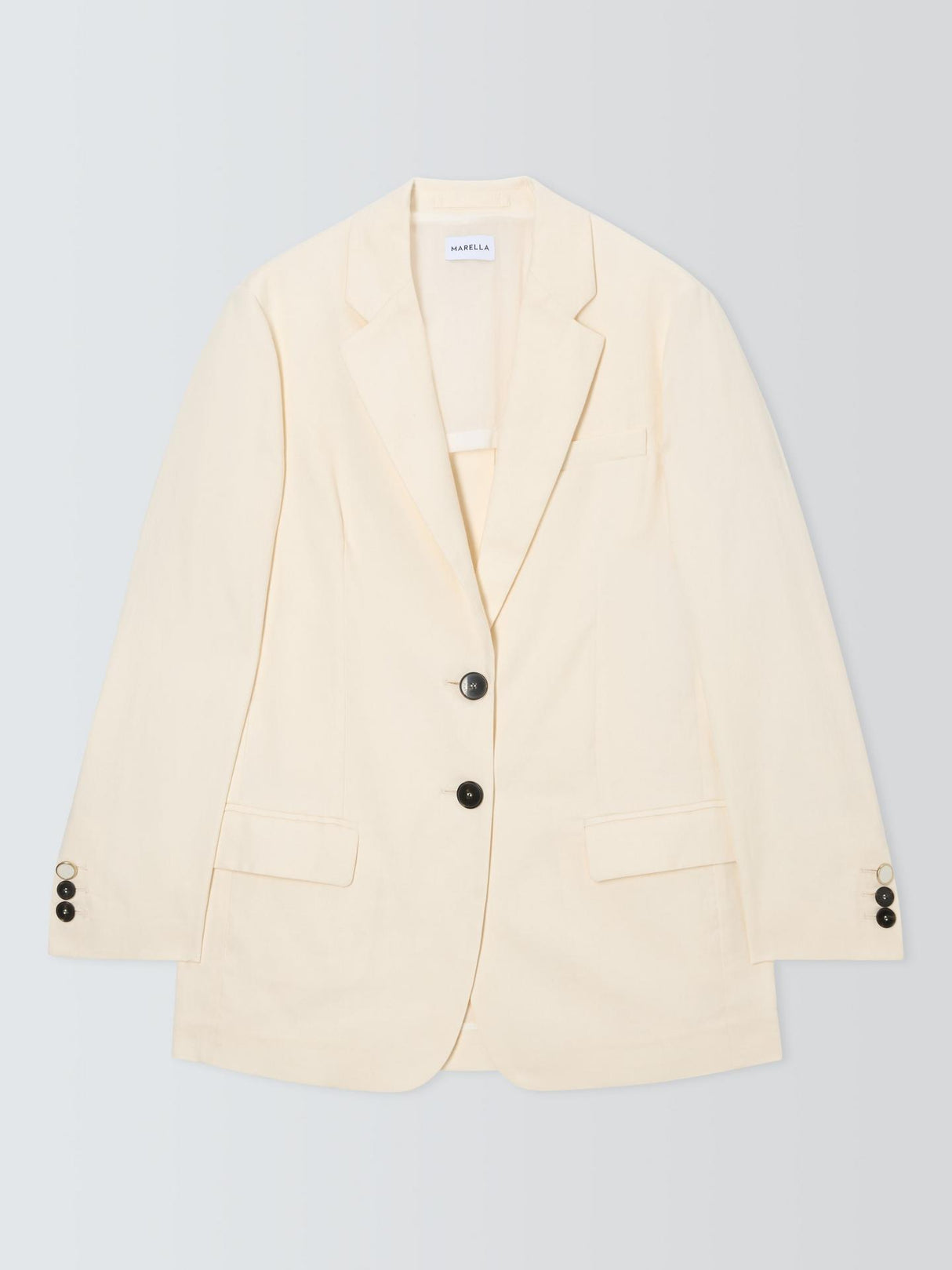 Marella Ittita Womens Single Breasted Cotton Tailored Blazer Cream - Size 10