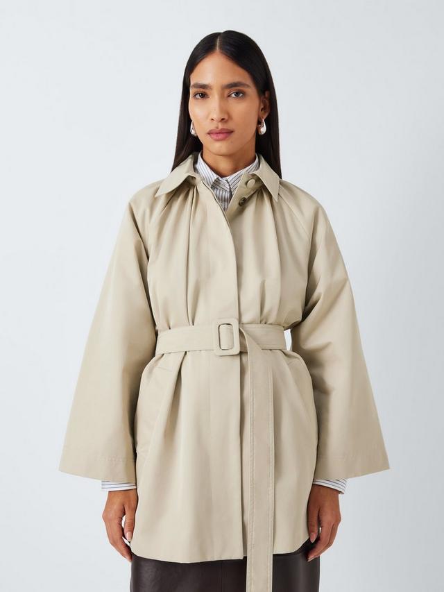 Marella Marina Womens Regular Fit Cotton Blend Belted Raincoat Cream Size 10