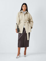 Marella Marina Womens Regular Fit Cotton Blend Belted Raincoat Cream Size 10