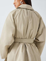 Marella Marina Womens Regular Fit Cotton Blend Belted Raincoat Cream Size 10