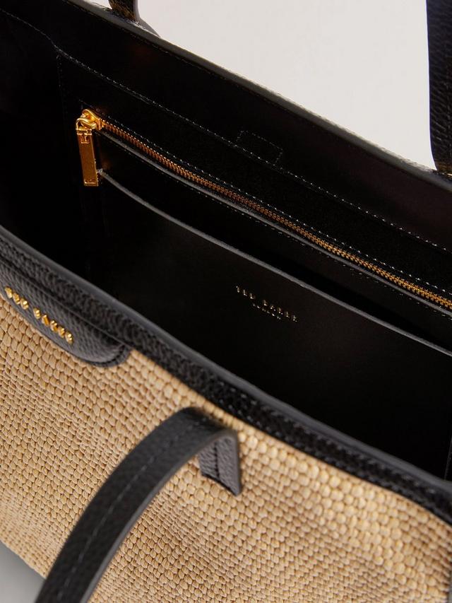 Ted Baker Barni Faux Raffia Bovine Leather Womens Large Shopper Bag - Black