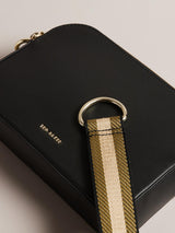 Ted Baker Darcelo Bovine Leather Two Zip Cross Body Plain Camera Bag - Black