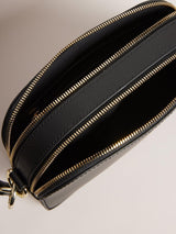 Ted Baker Darcelo Bovine Leather Two Zip Cross Body Plain Camera Bag - Black