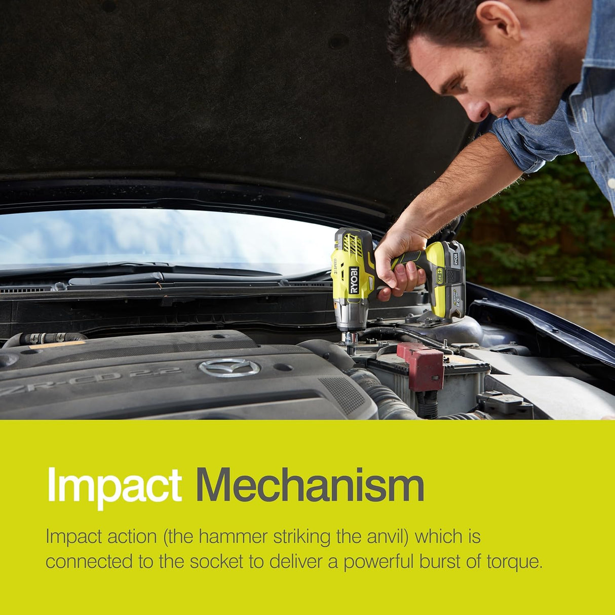 Ryobi ONE+ 3-Speed Cordless Impact Wrench 18V R18IW3-0 Tool Only - Green