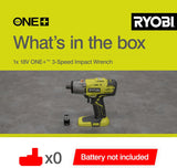 Ryobi ONE+ 3-Speed Cordless Impact Wrench 18V R18IW3-0 Tool Only - Green