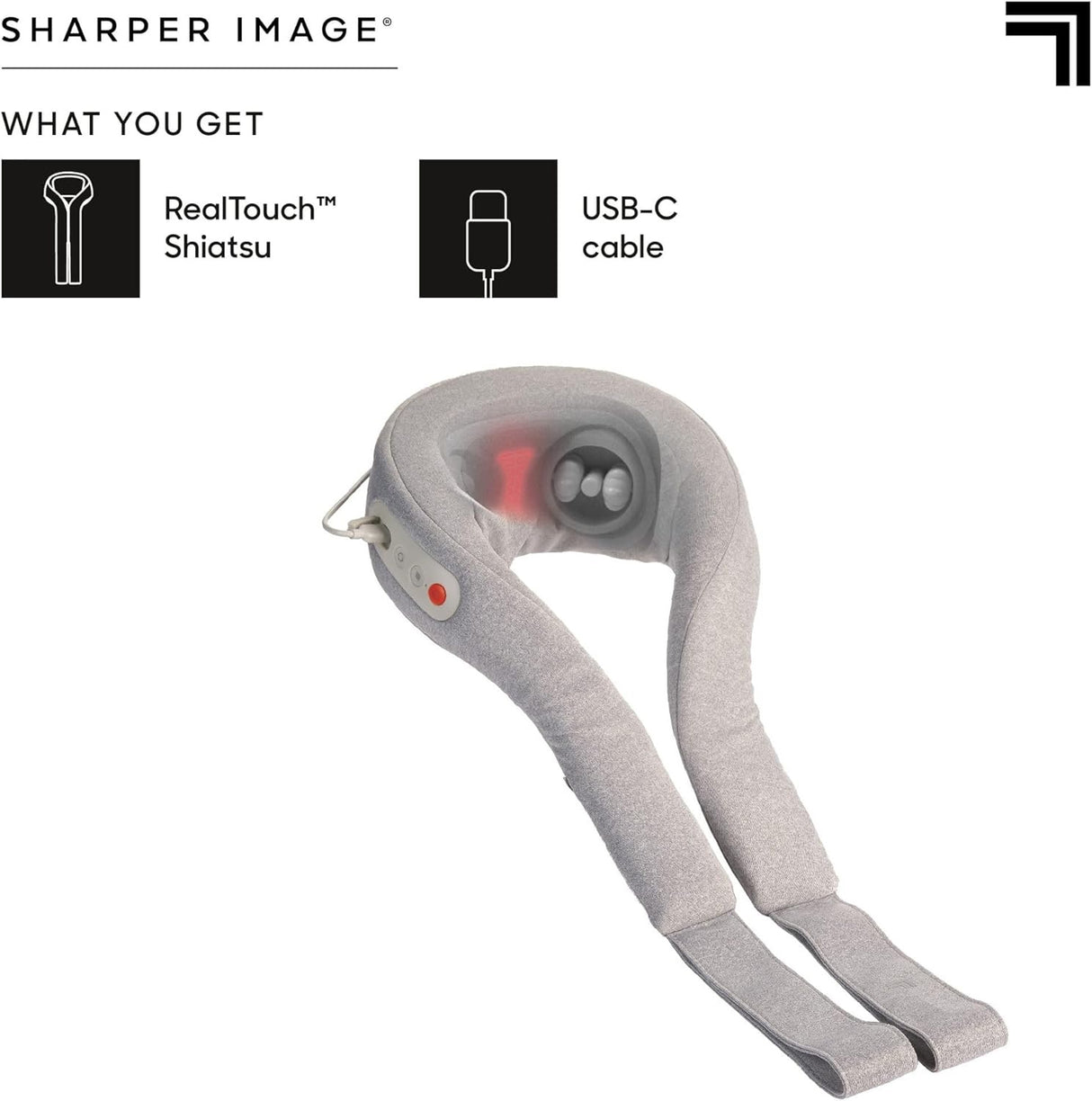 Sharper Image Realtouch 3-Speed Neck + Shoulder Shiatsu Massager - Grey