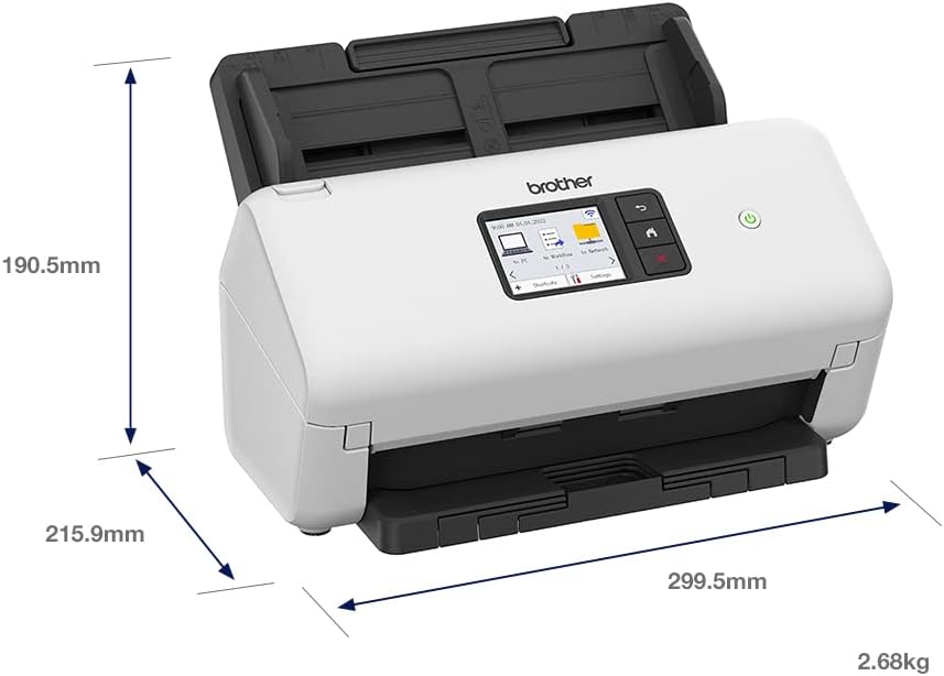 Brother ADS4500WZU1 Touchscreen Wired/Wireless Desktop Document Scanner