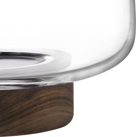 LSA International City 30cm Glass Bowl with Walnut Wood Base - Clear/Natural