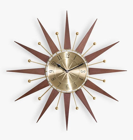 Acctim Woolcot Spokes 49cm Analogue Quartz Wall Clock - Brass/Walnut - Kazoop 