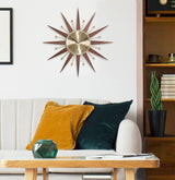 Acctim Woolcot Spokes 49cm Analogue Quartz Wall Clock - Brass/Walnut - Kazoop 