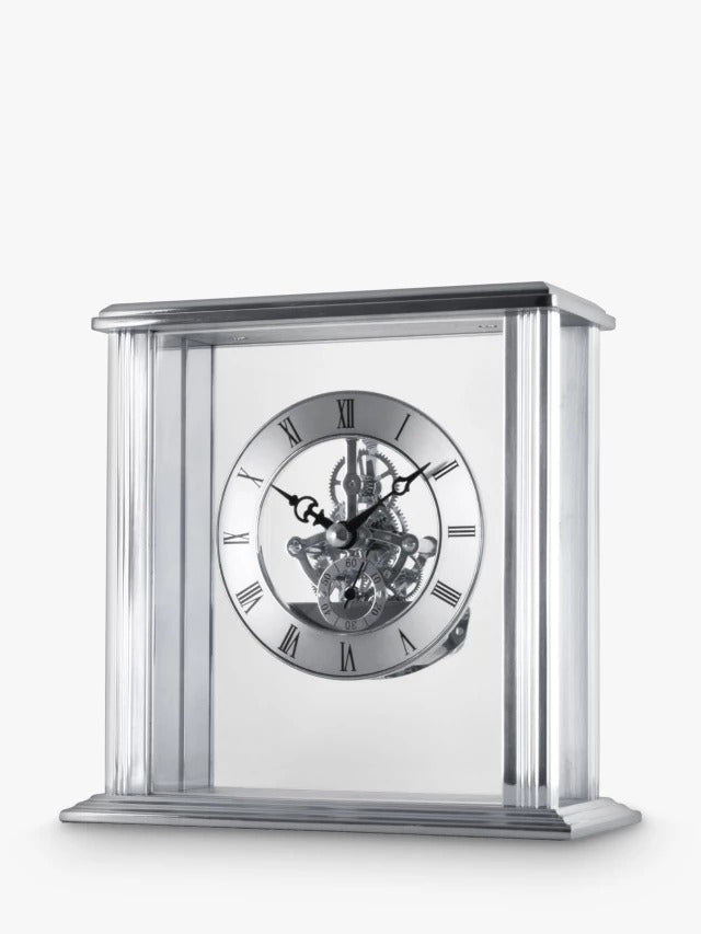 Acctim Vermont Roman Numeral Analogue Quartz Skeleton Clock - 15cm - Silver - Kazoop 