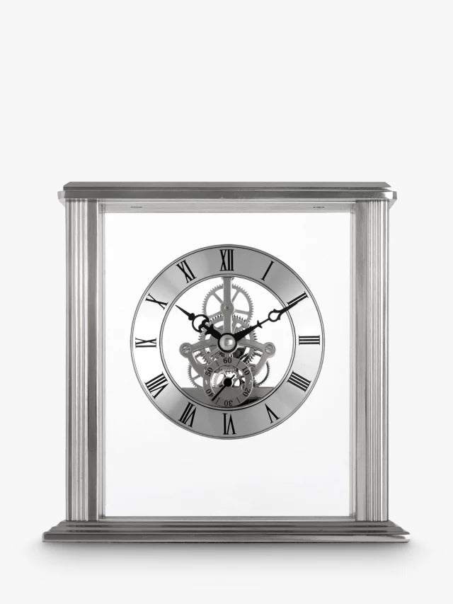 Acctim Vermont Roman Numeral Analogue Quartz Skeleton Clock - 15cm - Silver - Kazoop 