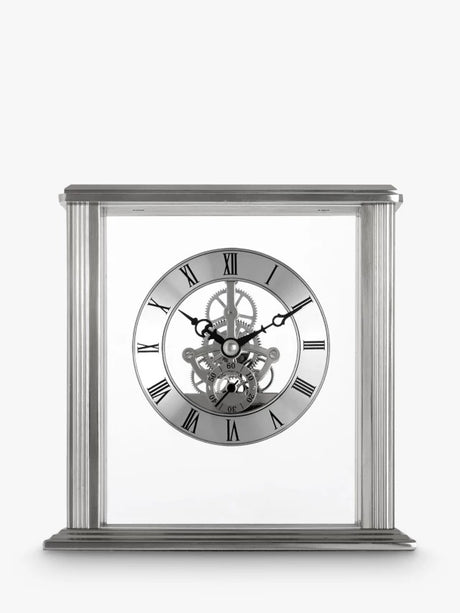 Acctim Vermont Roman Numeral Analogue Quartz Skeleton Clock - 15cm - Silver - Kazoop 