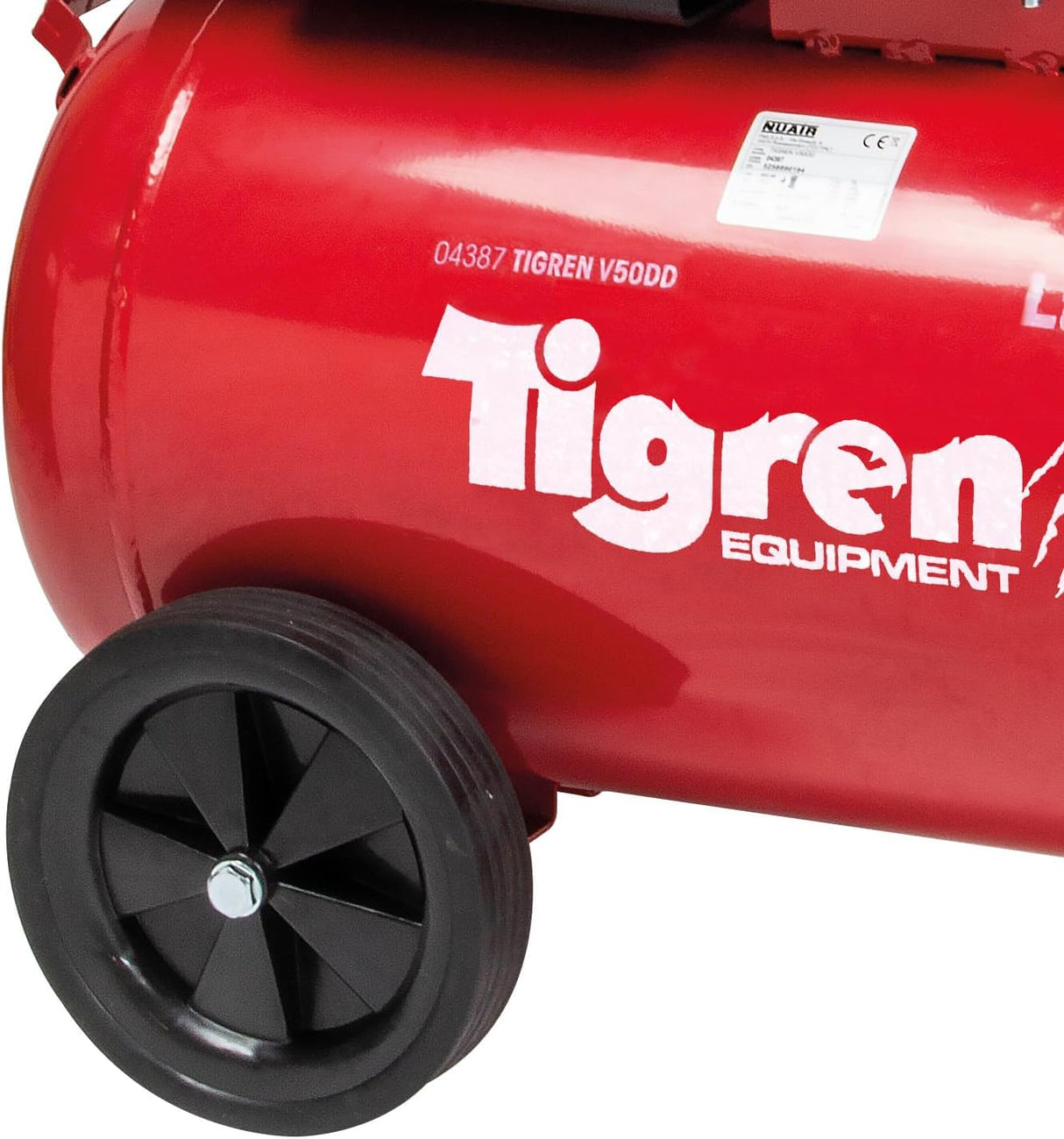 Tigren 04387 V50DD 50L 3HP Direct Drive Air Compressor 8-bar 230V - Red
