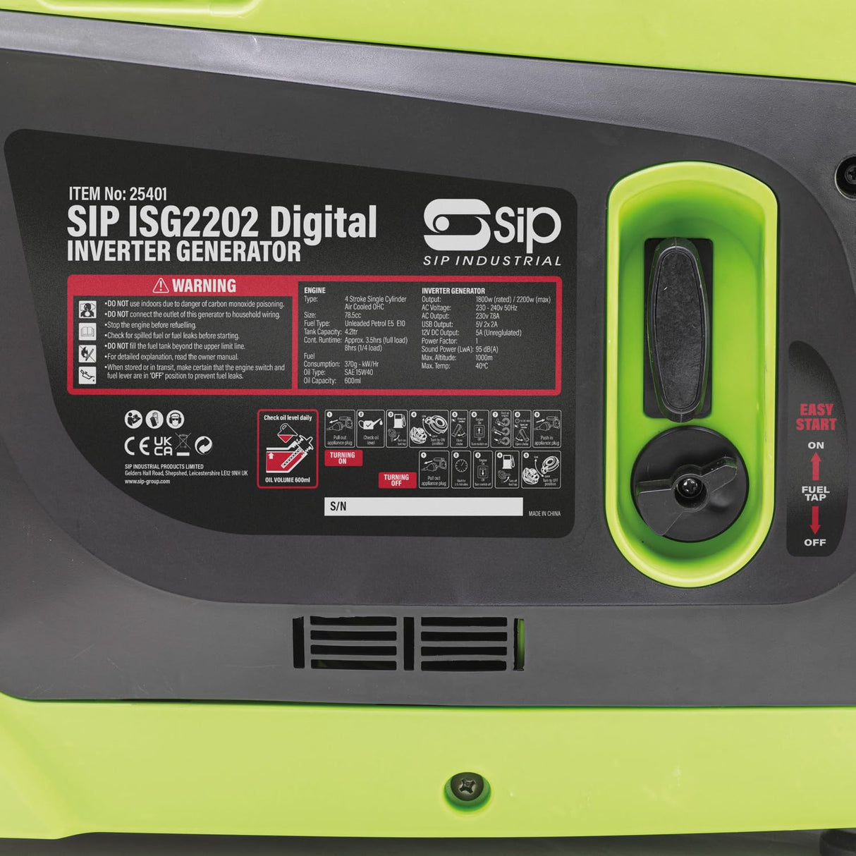 SIP ISG2202 Digital Inverter 25401 Portable Compact Petrol Generator 2000W