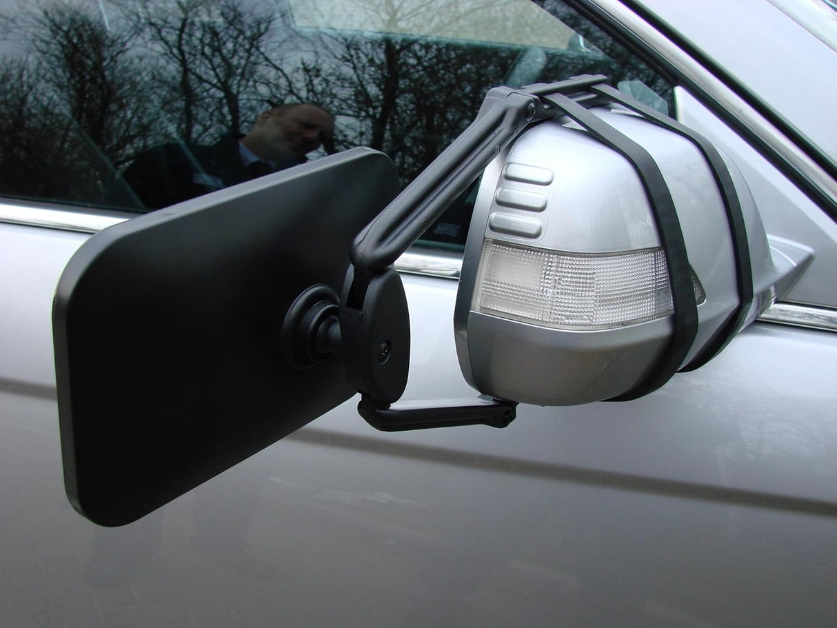 Maypole Large Dual Glass Universal Clip-On Caravan Towing Mirror - Black